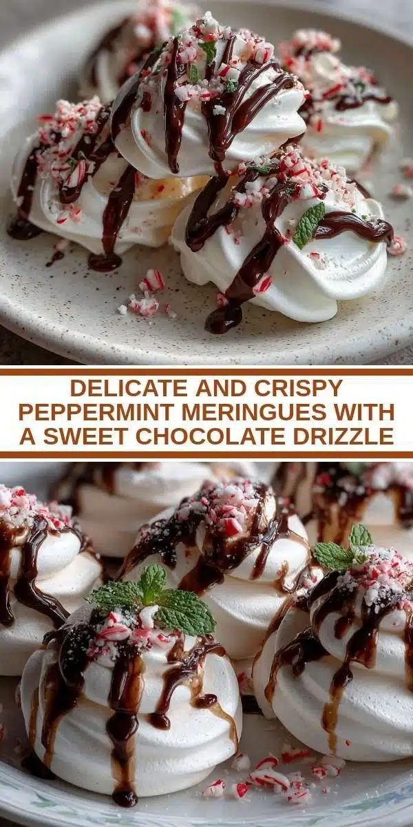 Delicate peppermint meringues drizzled with rich chocolate