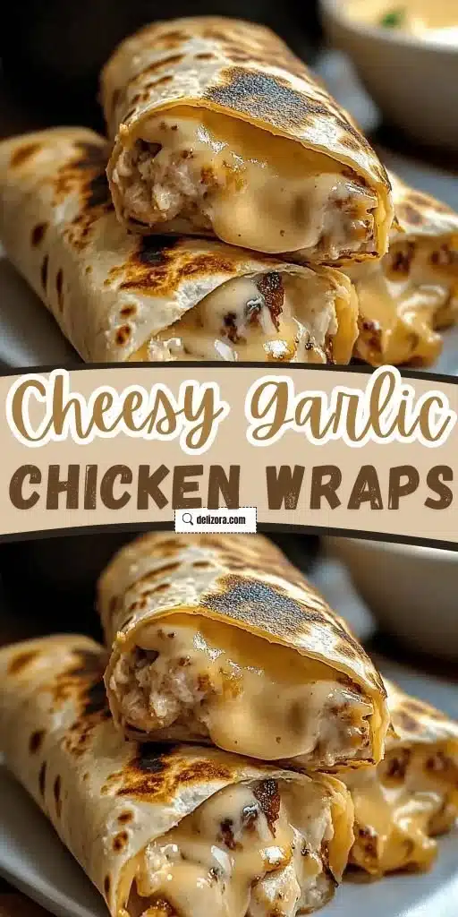 Cheesy garlic chicken wraps ready to enjoy as a quick comfort meal.