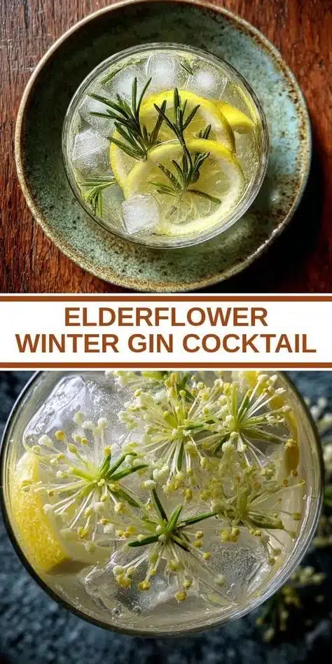 Elderflower Winter Gin cocktail in a decorative glass with garnishes