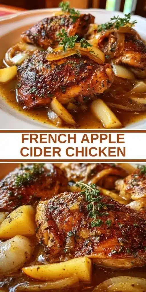 Delicious French Apple Cider Chicken served with herbs and spices