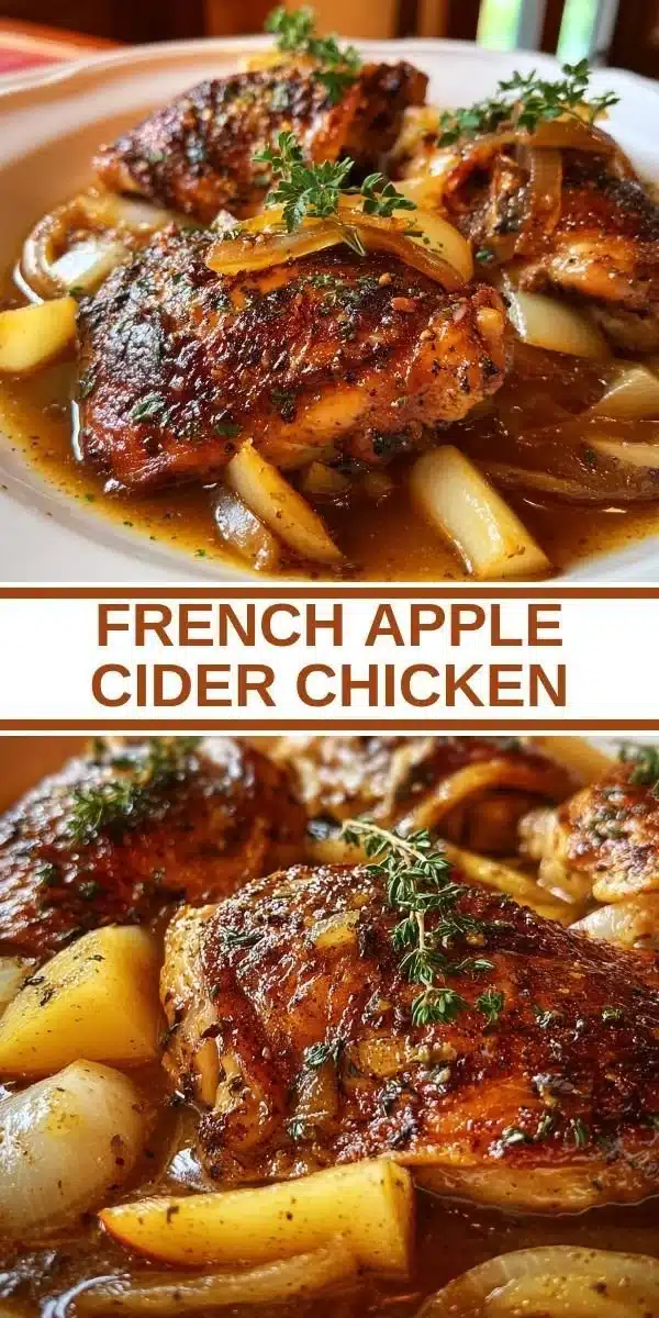 Delicious French Apple Cider Chicken served with herbs and spices