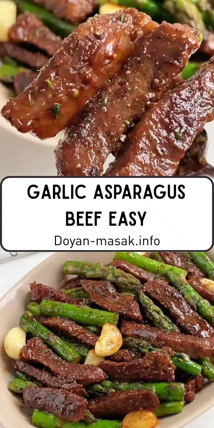 Delicious Garlic Asparagus Beef dish served with vibrant vegetables