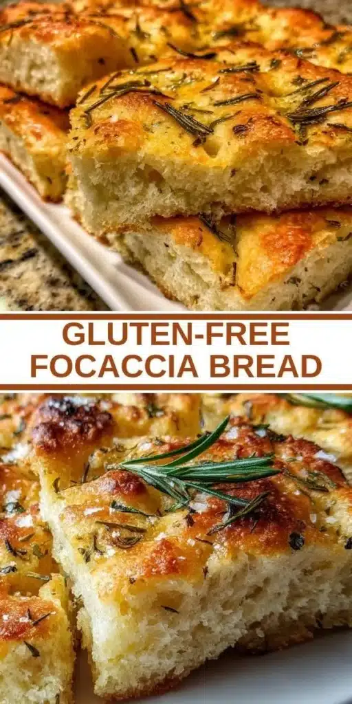 Homemade gluten-free focaccia bread topped with fresh herbs and olive oil