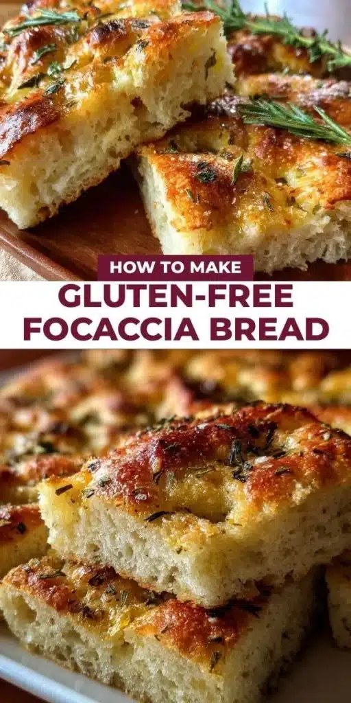 Homemade gluten-free focaccia bread topped with herbs and olive oil