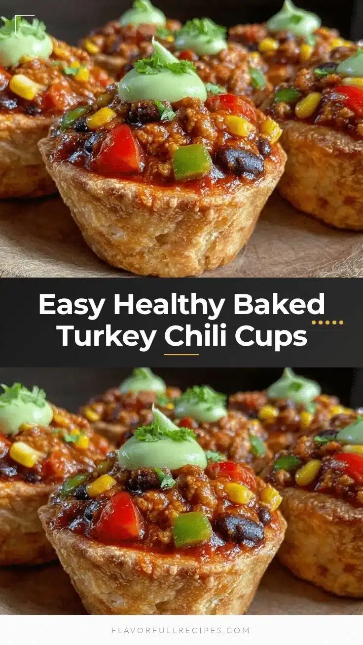 Healthy baked turkey chili cups on a plate, garnished with fresh herbs