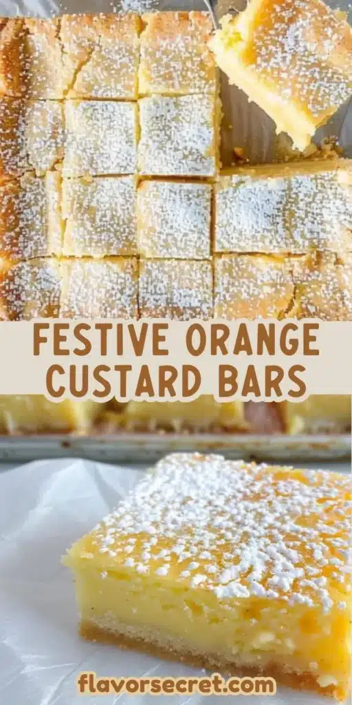 Delicious holiday orange spice custard bars served on a festive platter.