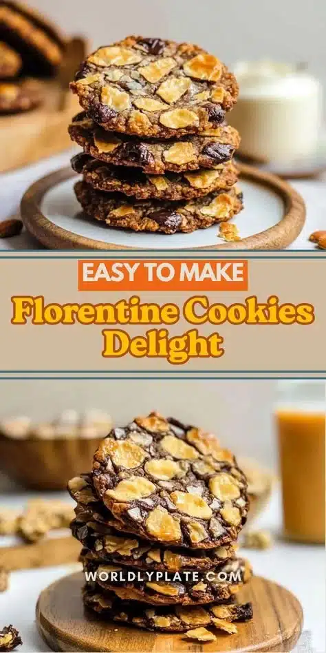 Homemade Florentine cookies with nuts and chocolate on a baking sheet.