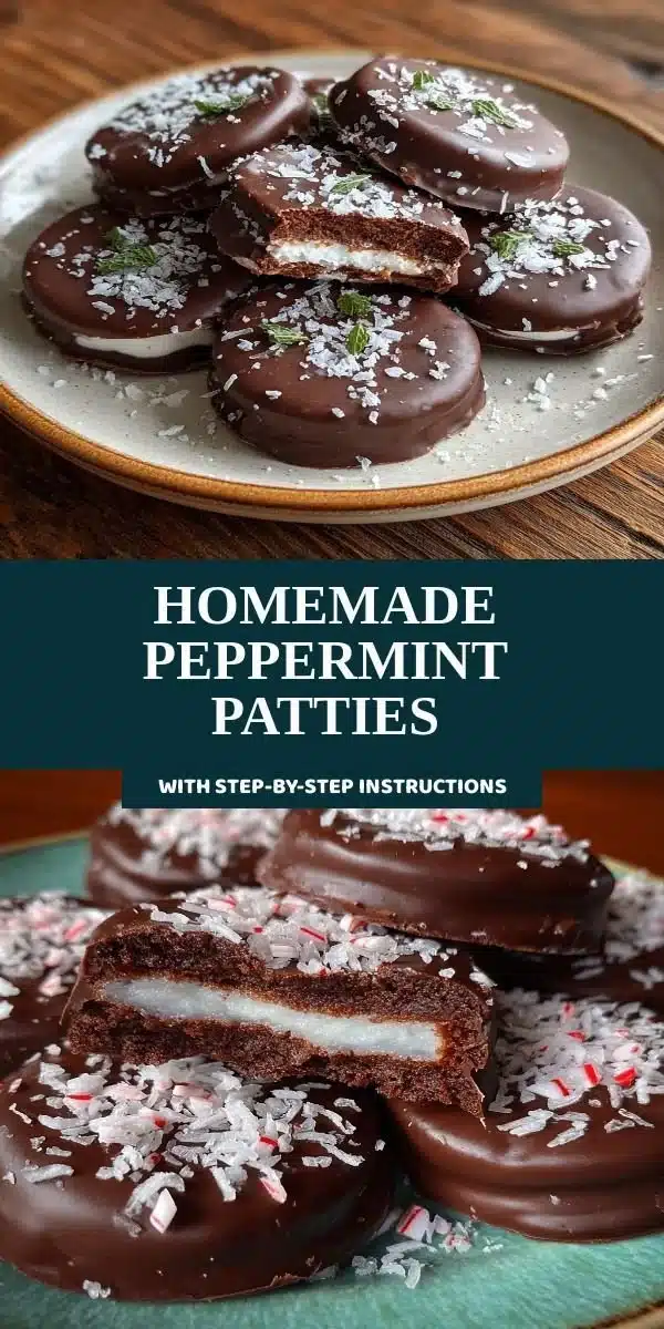 Homemade peppermint patties on a decorative plate