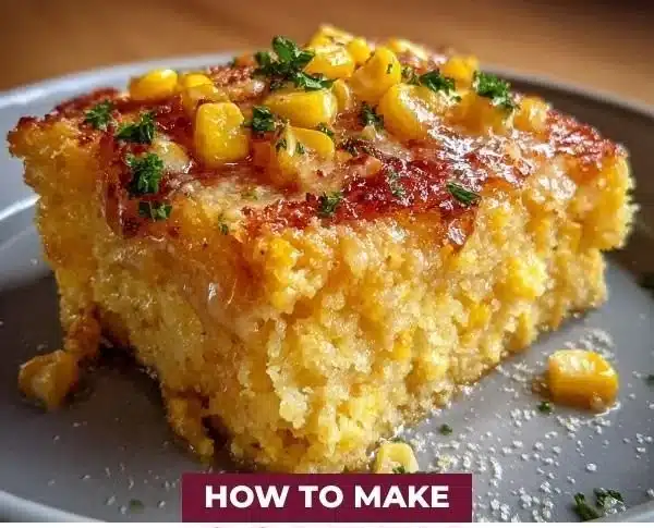 Delicious Honey-Glazed Corn Casserole served in a baking dish