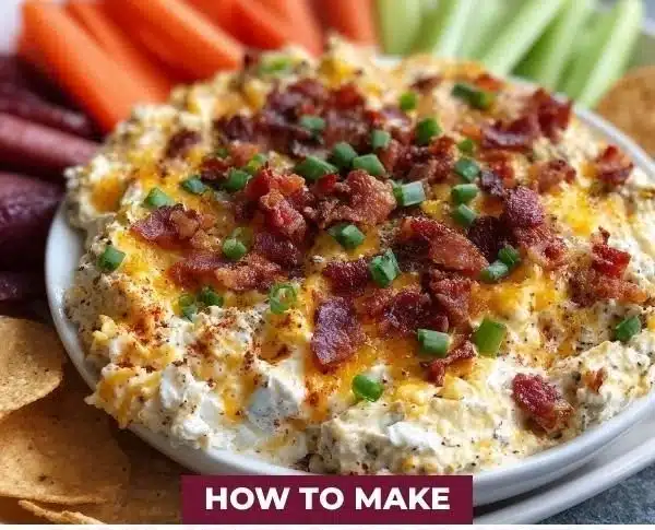 Delicious Humpty Dumpty Dip served in a bowl with colorful vegetables and crackers.