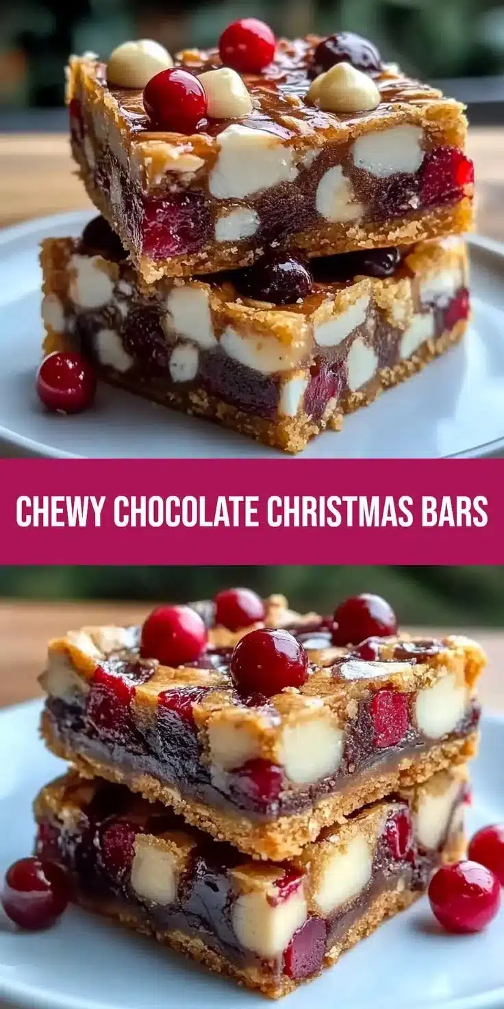 Irresistibly Chewy Chocolate Christmas Bars for the Holidays 5 Chewy chocolate bars decorated for Christmas with holiday sprinkles