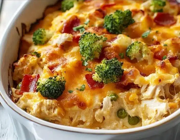 Delicious low carb chicken casserole ready for family dinner