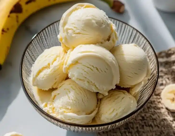 Delicious banana ice cream made with Ninja Creami, perfect for a refreshing dessert.