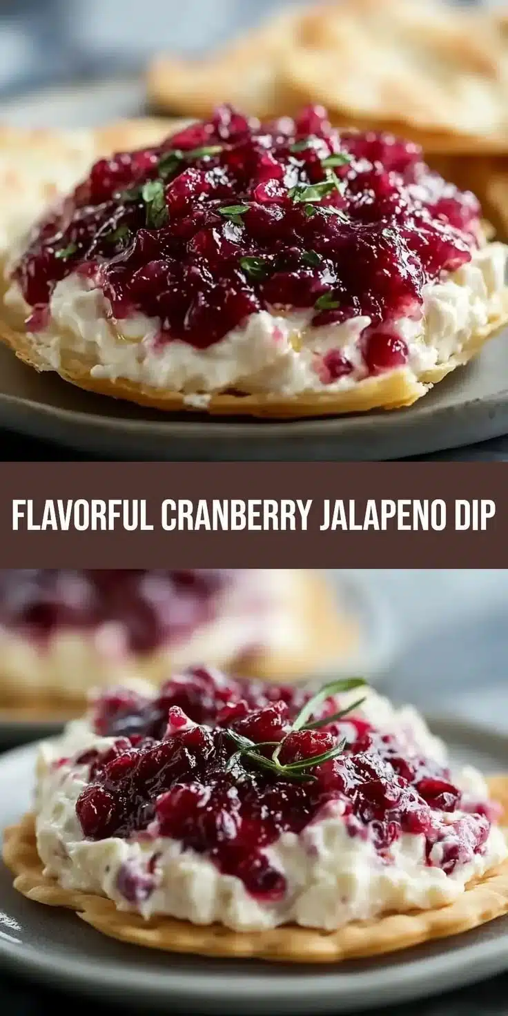 Irresistible spicy cranberry jalapeño dip served in a bowl with chips
