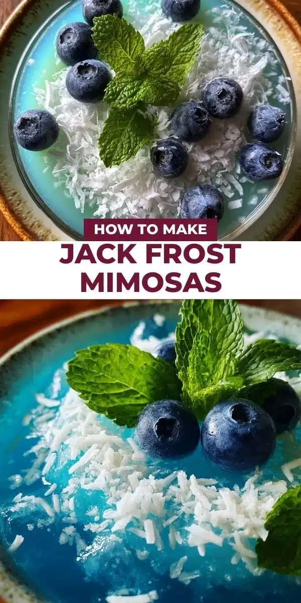 Refreshing Jack Frost Mimosas cocktail served in a frosty glass