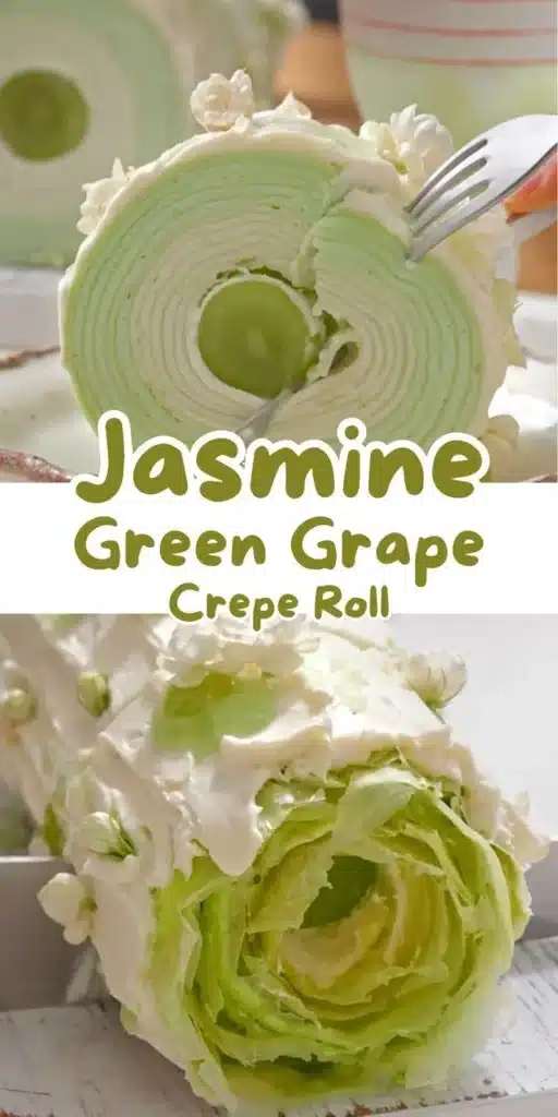 Jasmine Green Grape Mille Crepe Roll dessert