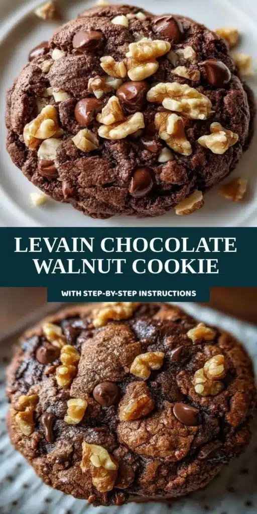 Delicious leavened chocolate walnut cookies on a plate