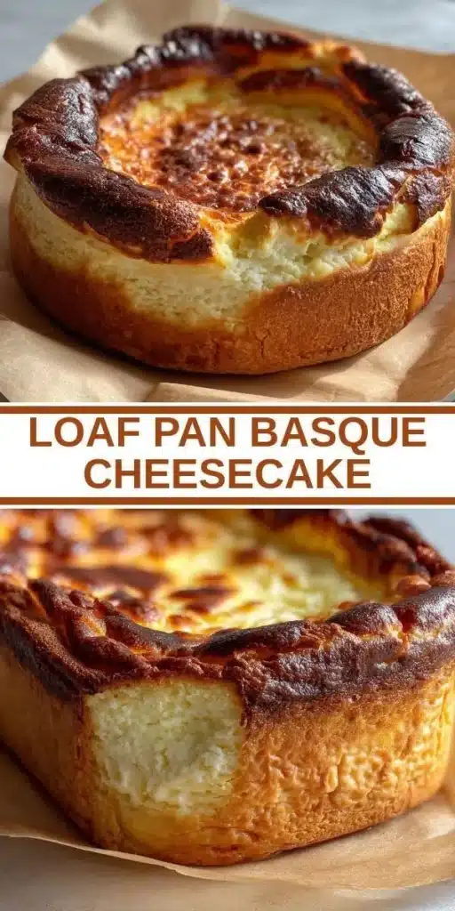 Loaf Pan Basque Cheesecake with a rich, creamy texture and caramelized top
