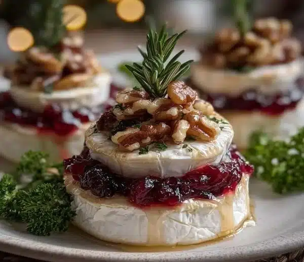 Mini Brie Christmas Trees served on a festive platter for holiday celebrations.