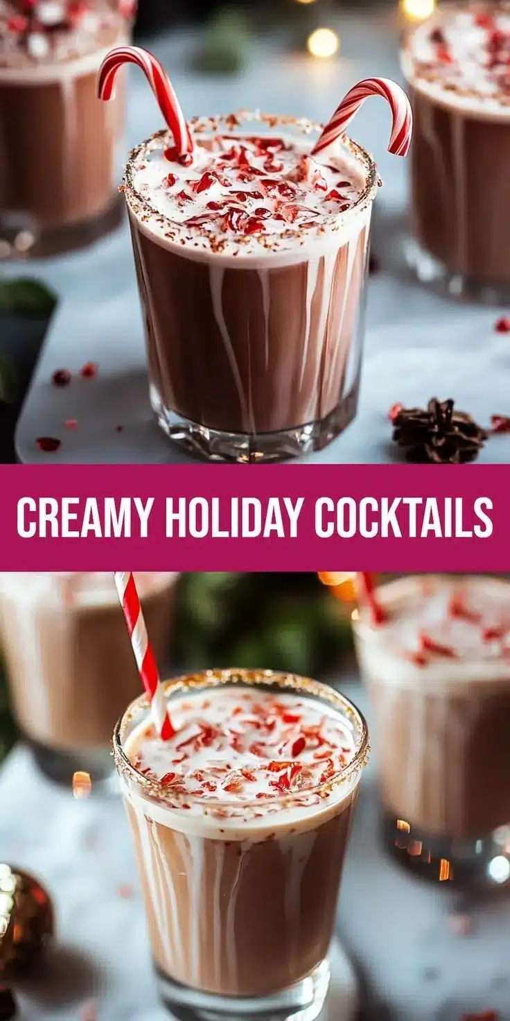 Naughty Elf Cocktail - Creamy holiday drink topped with festive ingredients.