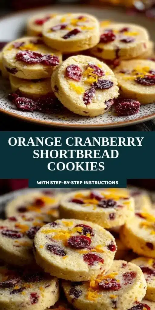 Freshly baked Orange Cranberry Shortbread Cookies on a plate