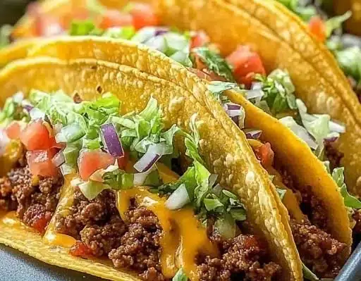 Oven-baked cheesy tacos served on a plate, crispy and delicious