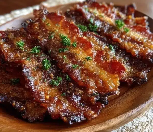 Parmesan Candied Bacon Crackers 2 Plate of Parmesan Candied Bacon Crackers for a delicious snack