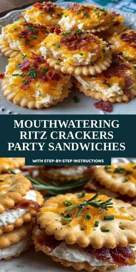 Delicious Ritz Crackers party sandwiches arranged on a platter.
