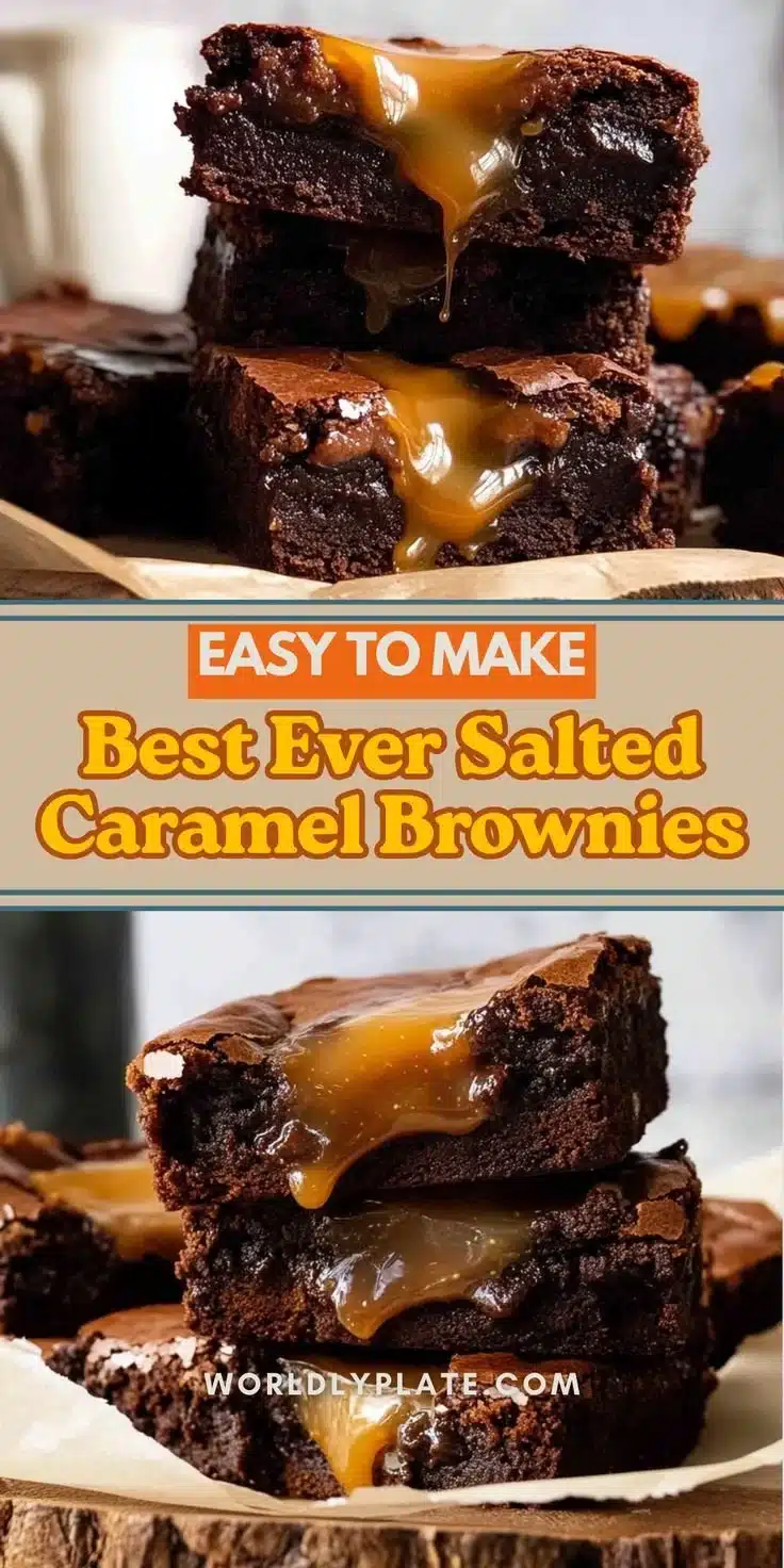 Salted Caramel Brownies 7 Deliciously rich salted caramel brownies with chocolate drizzle