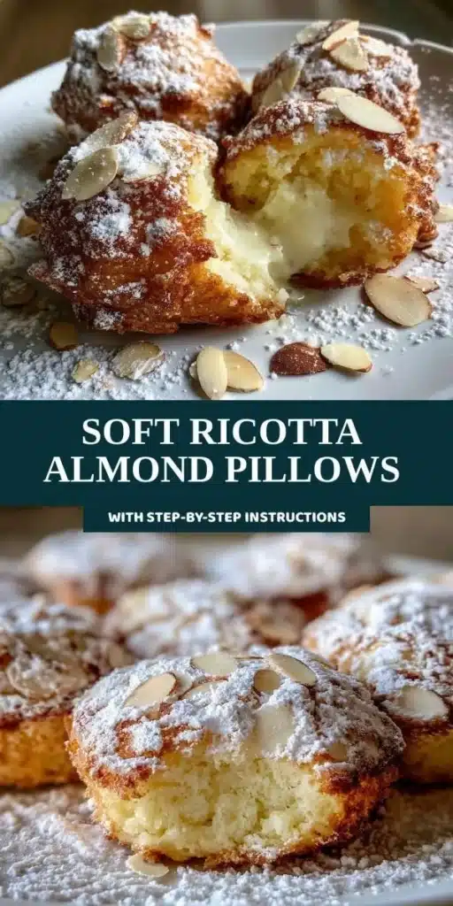 Delicious soft Ricotta Almond Pillows filled with creamy ricotta and almond flavors
