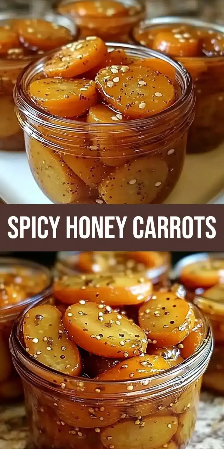 Spicy Sweet Hot Honey Pickled Carrots in a jar