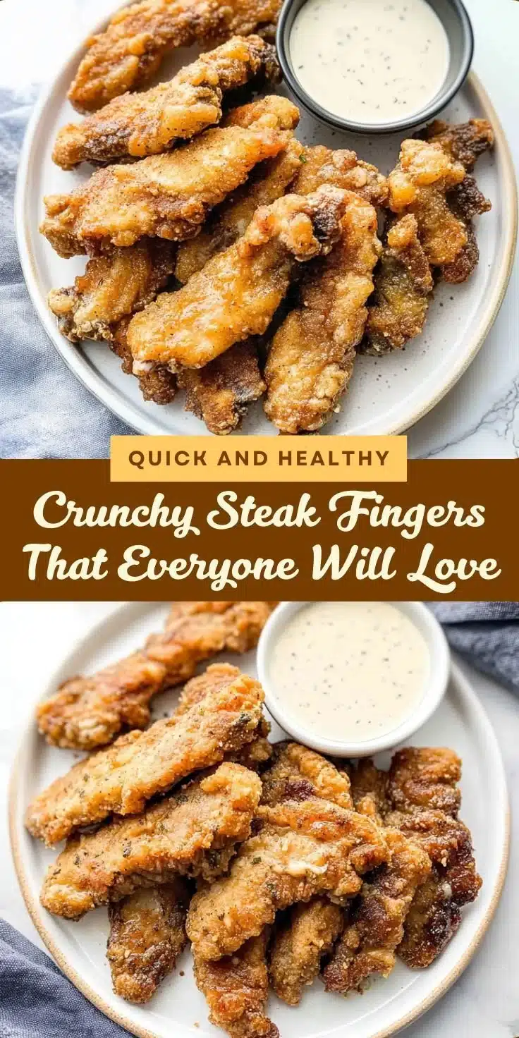 Crispy steak fingers served with dipping sauce on a plate