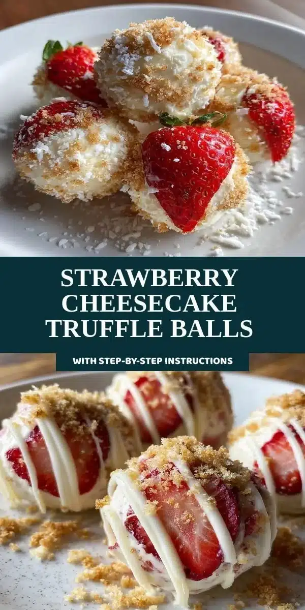 Delicious strawberry cheesecake truffle balls on a plate, ready to enjoy.