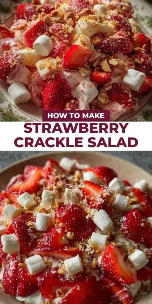 Strawberry Crackle Salad with fresh strawberries and crunchy ingredients