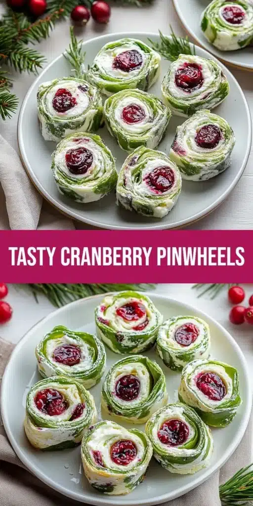 Delicious Christmas cranberry pinwheels on a festive platter