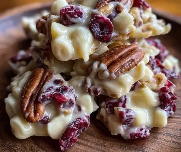 White chocolate cranberry pecan clusters for a delightful sweet treat