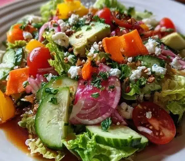 Zesty Crunchy Divorce Salad featuring fresh vegetables and vibrant colors