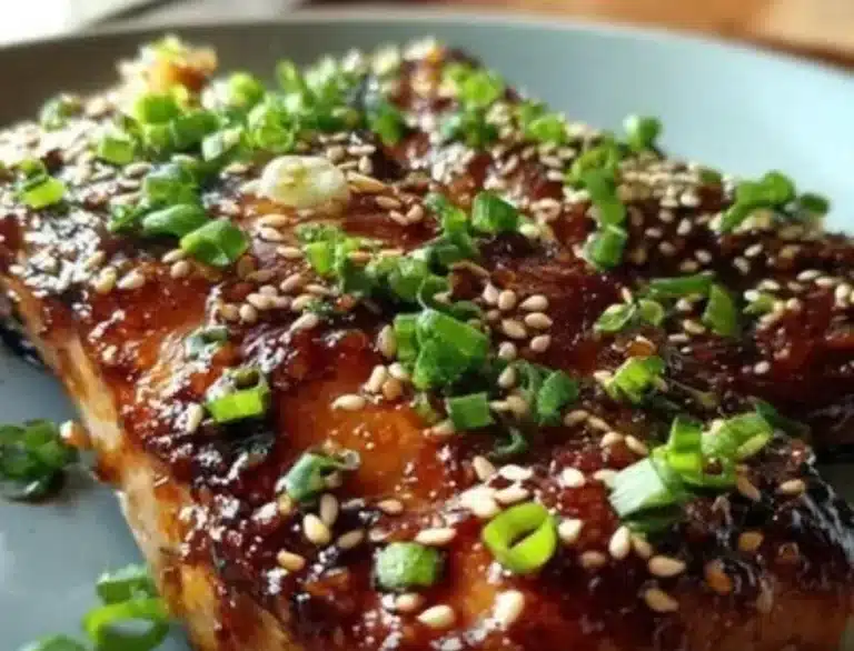 30-minute brown sugar soy sauce salmon dish with vibrant glaze and garnishes
