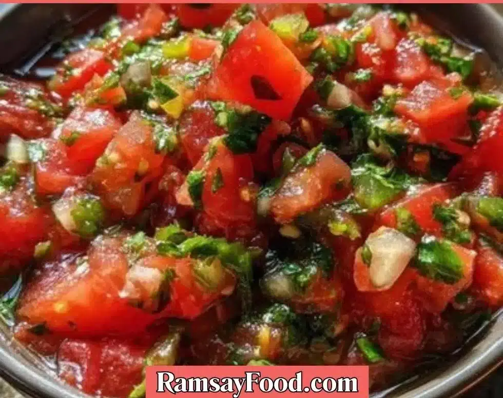 Fresh homemade Blender Salsa in a bowl with ingredients around it.