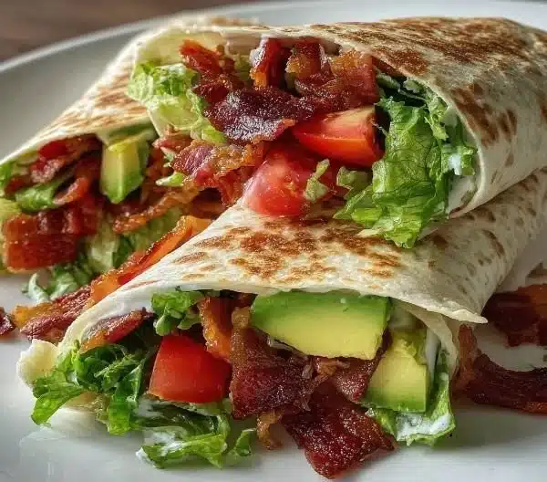 Delicious BLT wraps with secret sauce ready to be served.