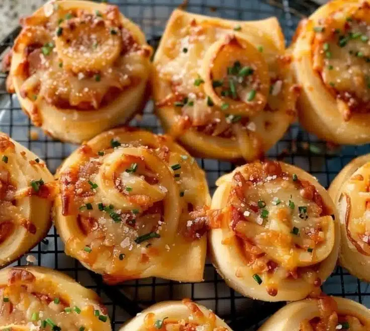 Christmas Eve sourdough pizza roll-ups on a festive table.