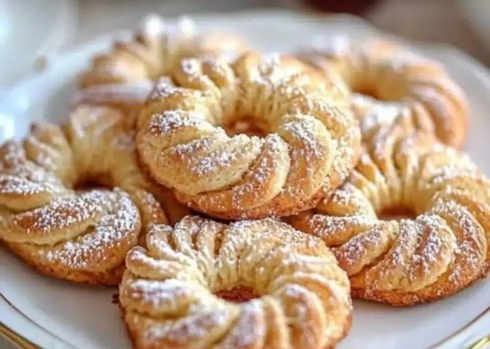 Classic Butter Wreath Cookies decorated for the holidays