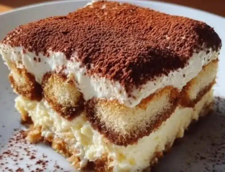 Delicious classic easy tiramisu dessert with coffee and mascarpone layers