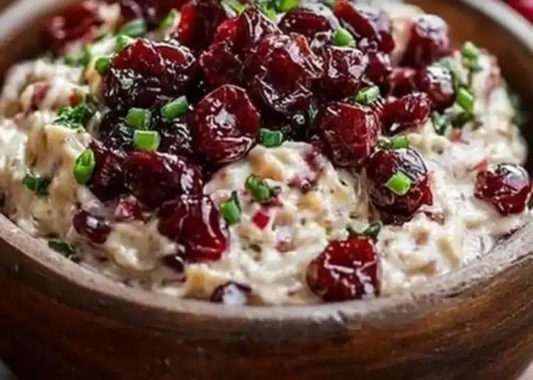 Cranberry Jalapeno Cream Cheese Dip served in a bowl with crackers