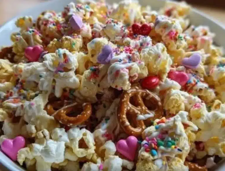 Cupid Chow dessert made with Puppy Chow ingredients