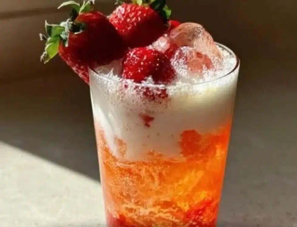 Cupid's Potion Float dessert with vibrant colors and playful presentation