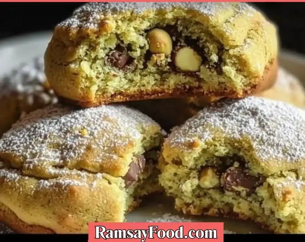 Delicious pistachio cream cookies on a plate ready to enjoy.