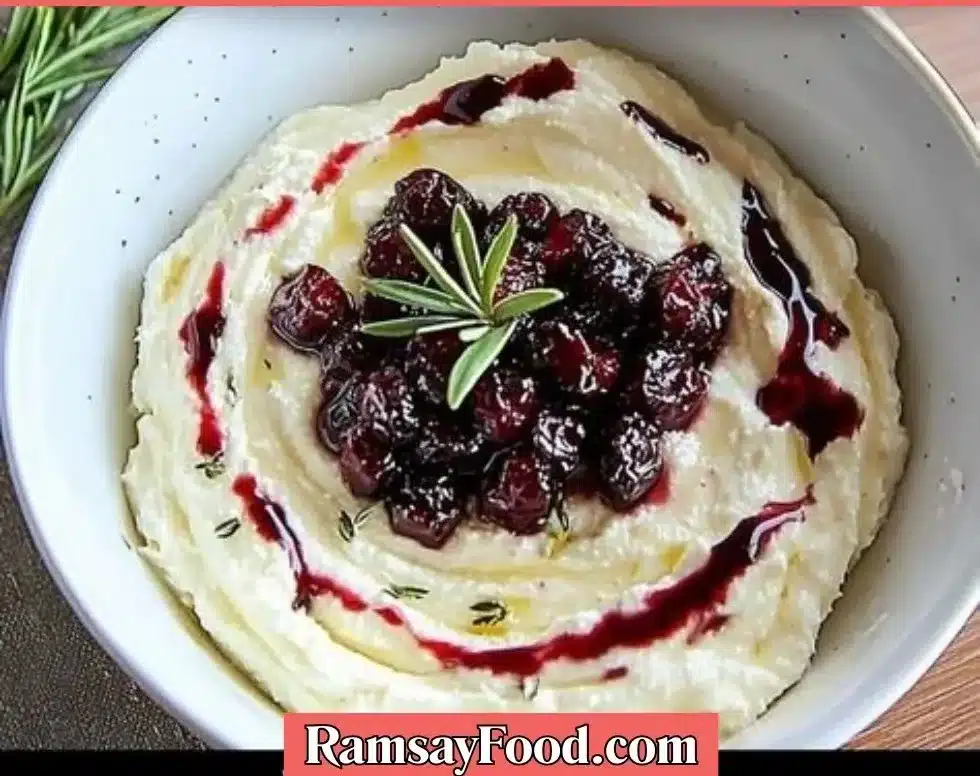 Delicious easy whipped ricotta dip served in a bowl with fresh herbs and bread.