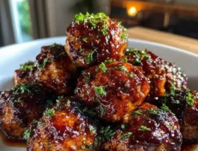 Delicious Firecracker Meatballs served on a plate