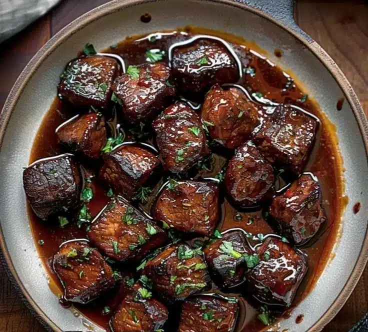 Firecracker steak bites served with chili butter for a spicy appetizer